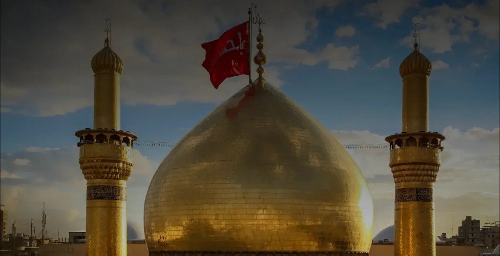 Golden dome and minarets of the Holy Shrine of Imam Hussain in Karbala